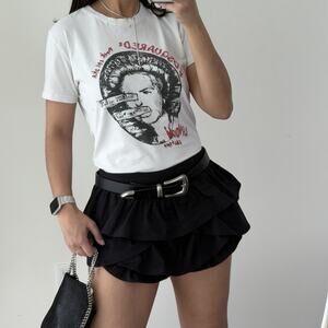 Vintage Dsquared2 Shirt Womens Large White Y2K Punk Graphic Distressed Tee Queen